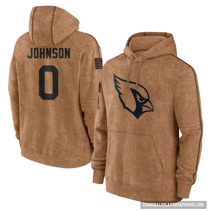 Men's ＃0 Will Johnson Arizona Cardinals Brown 2023 Salute To Service Club Pullover Hoodie