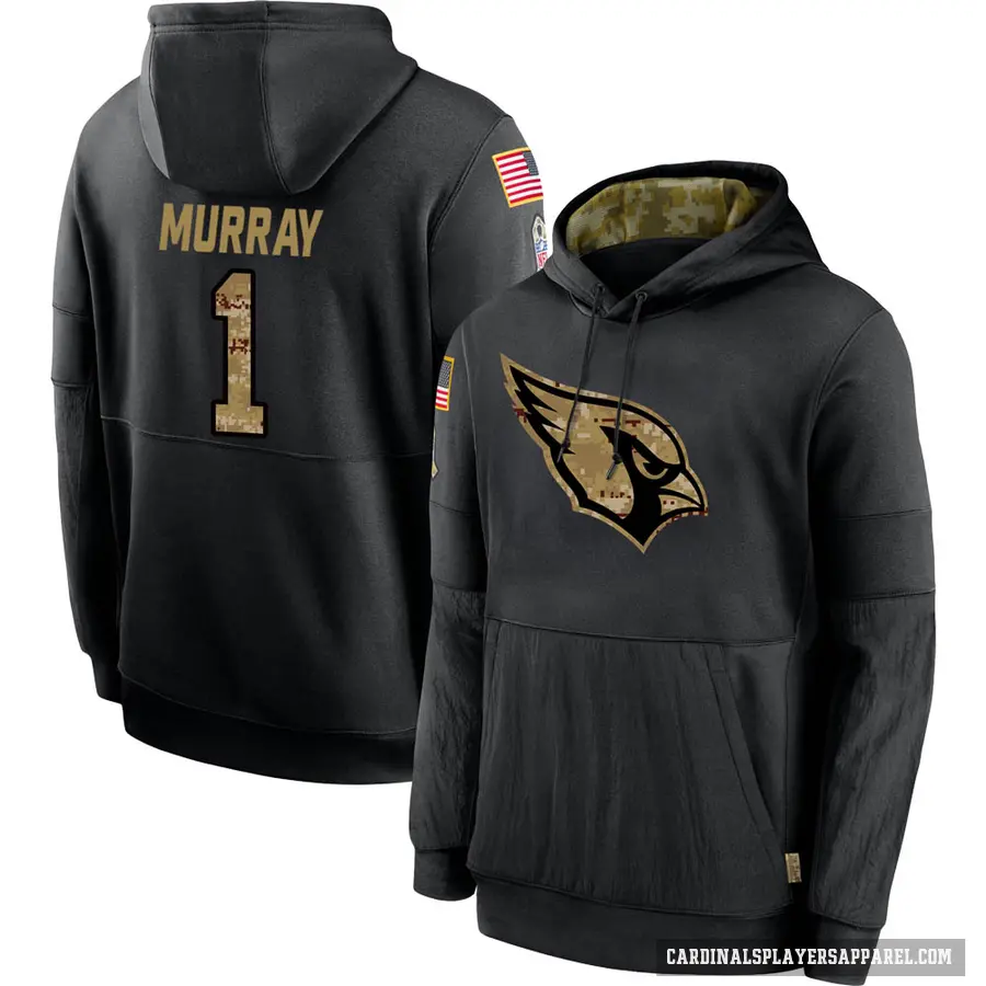 Men's ＃1 Kyler Murray Arizona Cardinals Black 2020 Salute to Service Sideline Performance Pullover Hoodie