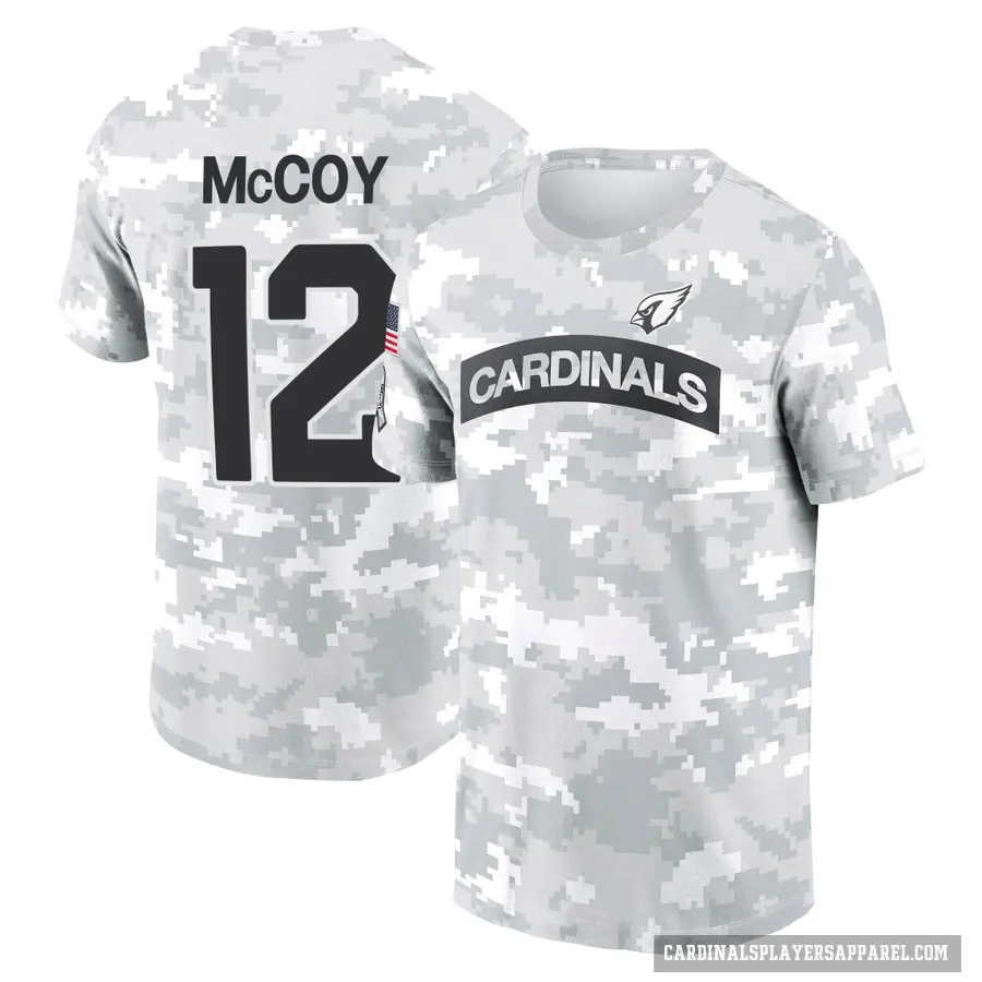 Men's ＃12 Colt McCoy Arizona Cardinals Camo Arctic 2024 Salute to Service Performance T-Shirt