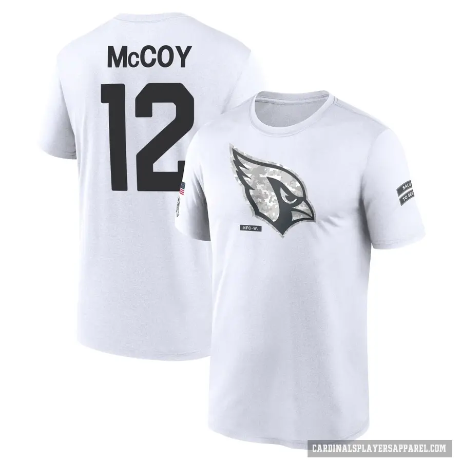 Men's ＃12 Colt McCoy Arizona Cardinals White 2024 Salute to Service Performance T-Shirt