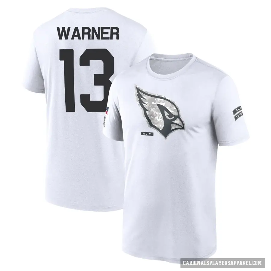 Men's ＃13 Kurt Warner Arizona Cardinals White 2024 Salute to Service Performance T-Shirt