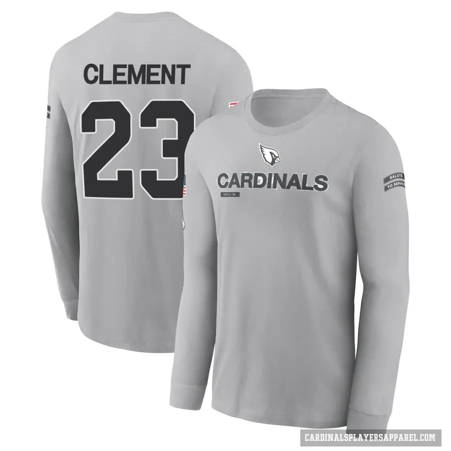 Men's ＃23 Corey Clement Arizona Cardinals Gray 2024 Salute to Service Long Sleeve T-Shirt