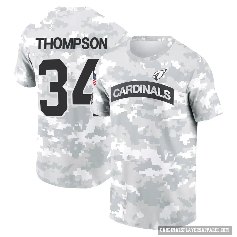 Men's ＃34 Jalen Thompson Arizona Cardinals Camo Arctic 2024 Salute to Service Performance T-Shirt