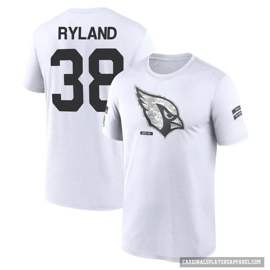 Men's ＃38 Chad Ryland Arizona Cardinals White 2024 Salute to Service Performance T-Shirt