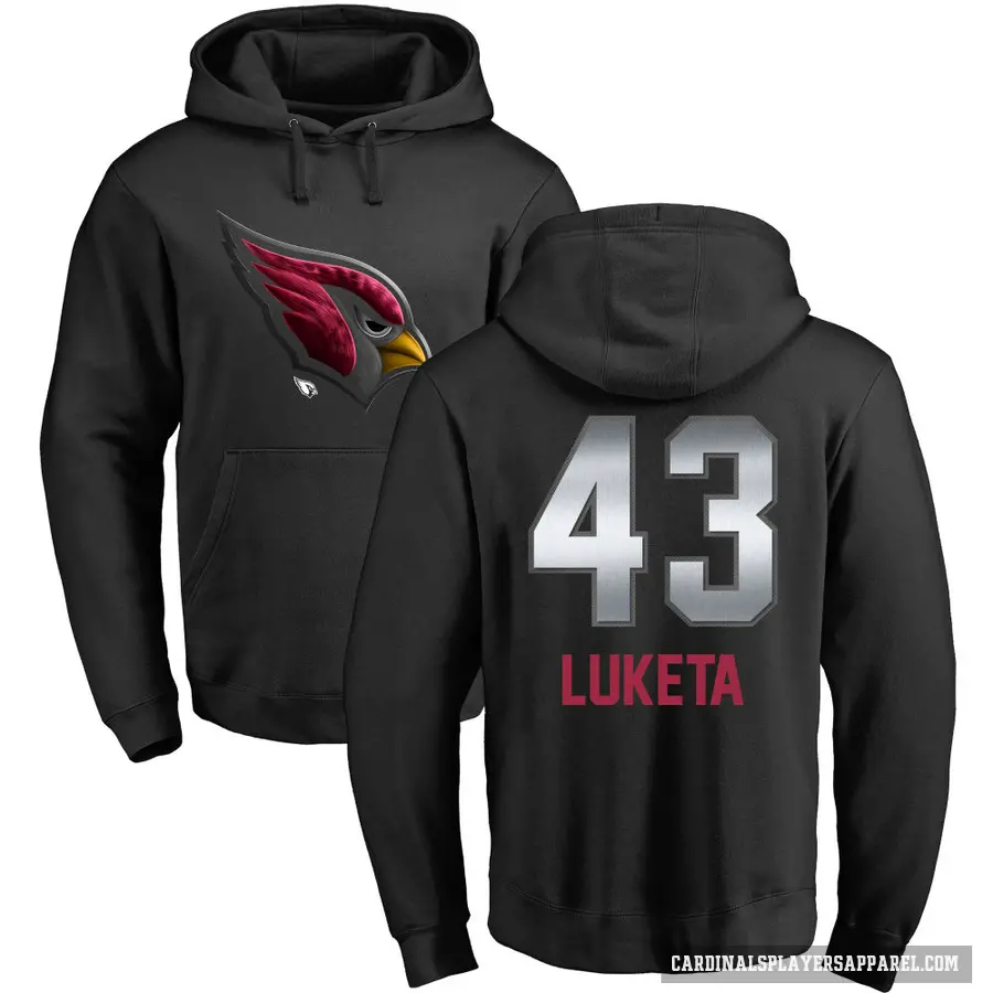 Men's ＃43 Jesse Luketa Arizona Cardinals Black Midnight Mascot Pullover Hoodie