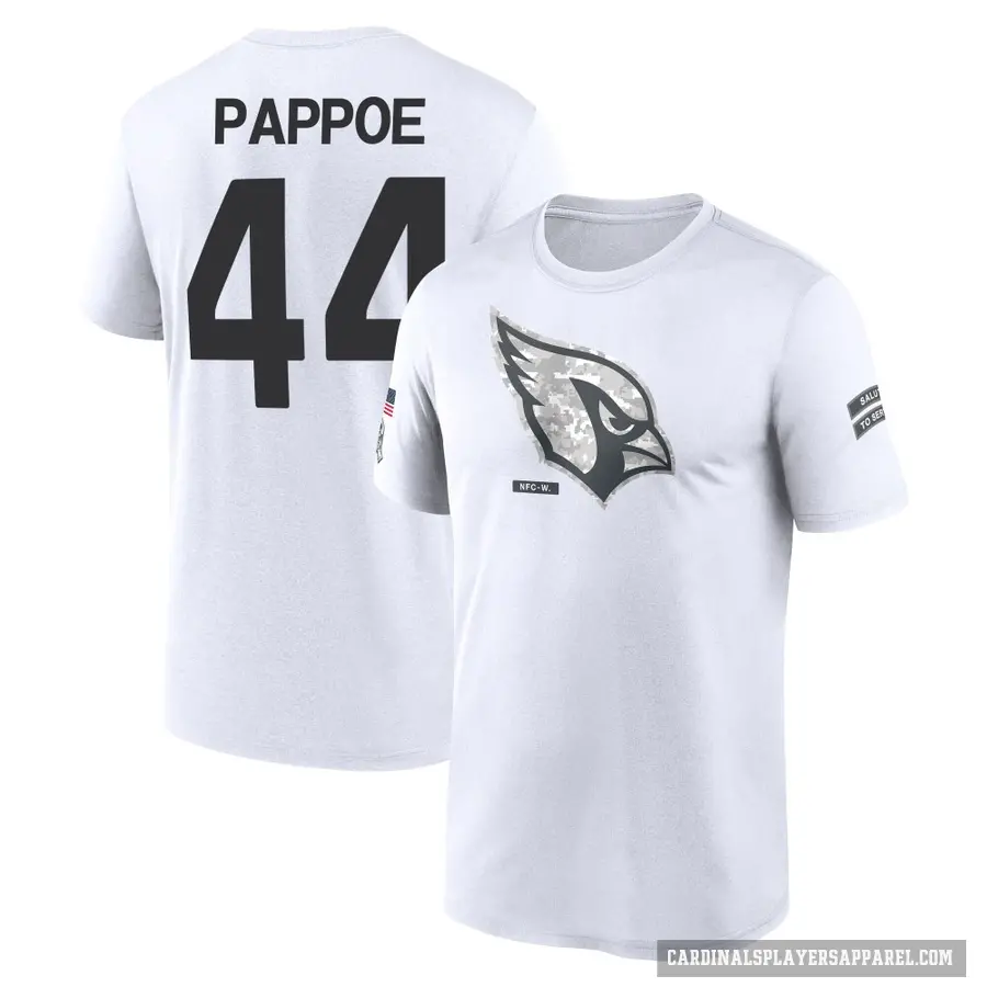 Men's ＃44 Owen Pappoe Arizona Cardinals White 2024 Salute to Service Performance T-Shirt