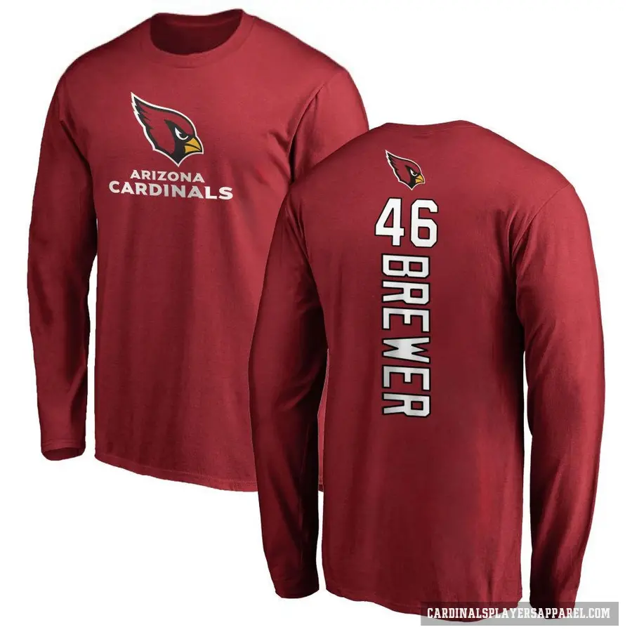 Men's ＃46 Aaron Brewer Arizona Cardinals Backer Long Sleeve T-Shirt Maroon