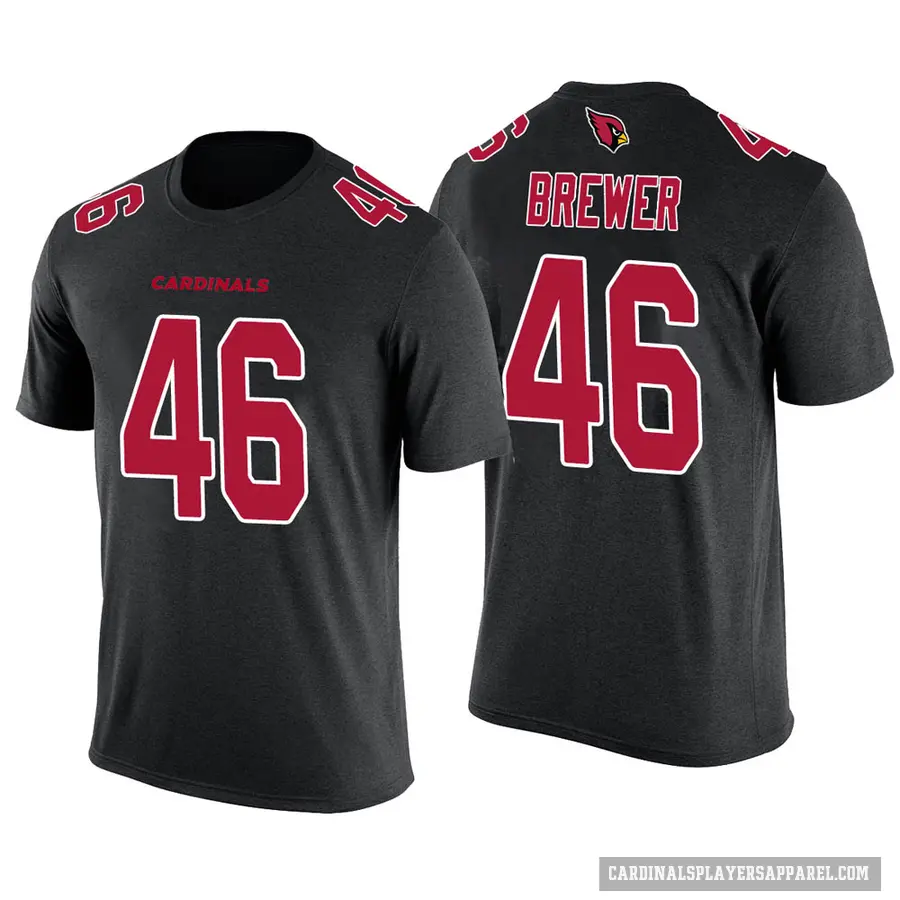 Men's ＃46 Aaron Brewer Arizona Cardinals Black Color Rush T-Shirt