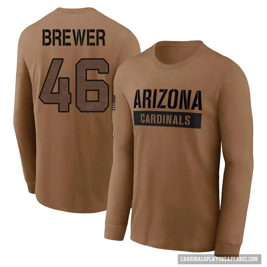Men's ＃46 Aaron Brewer Arizona Cardinals Brown 2023 Salute To Service Long Sleeve T-Shirt
