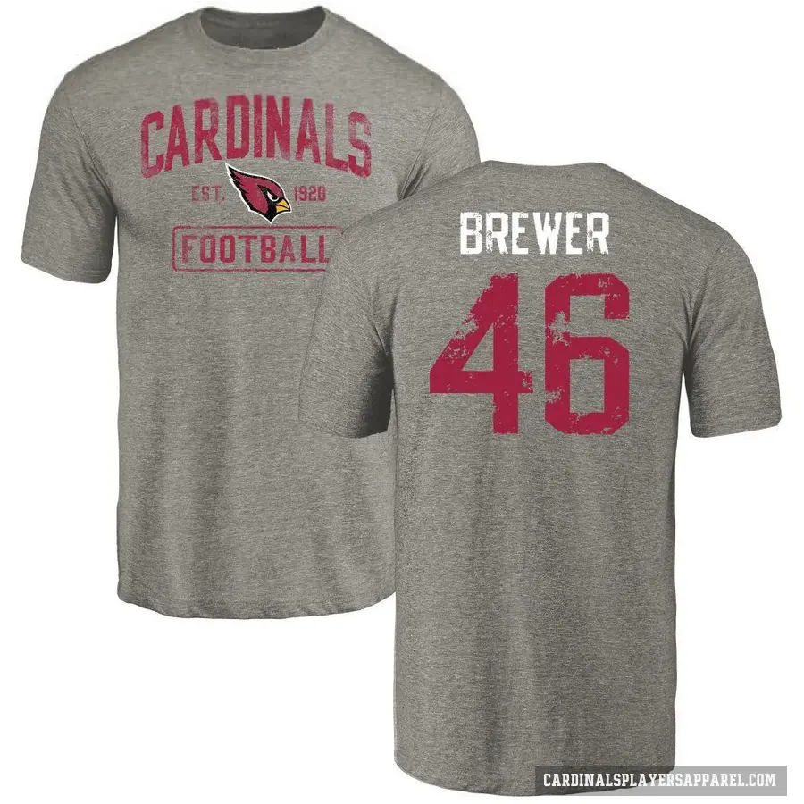 Men's ＃46 Aaron Brewer Arizona Cardinals Gray Distressed T-Shirt