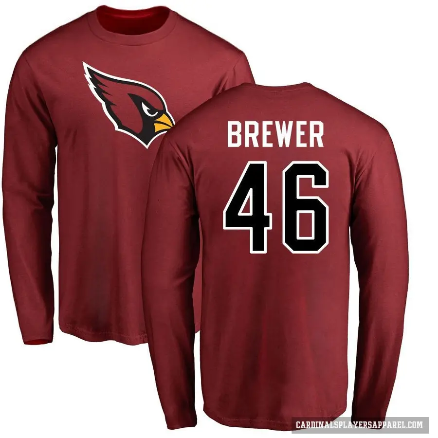 Men's ＃46 Aaron Brewer Arizona Cardinals Logo Long Sleeve T-Shirt Maroon
