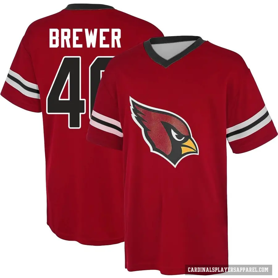 Men's ＃46 Aaron Brewer Arizona Cardinals Red Game Day V-Neck T-Shirt