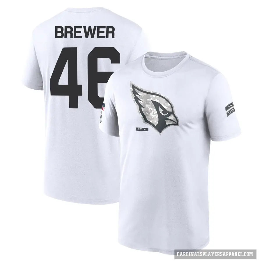 Men's ＃46 Aaron Brewer Arizona Cardinals White 2024 Salute to Service Performance T-Shirt