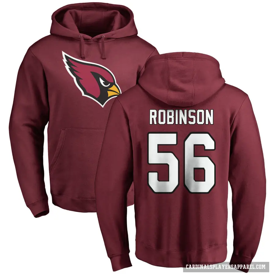 Men's ＃56 Darius Robinson Arizona Cardinals Pro Line Maroon Name & Number Logo Pullover Hoodie