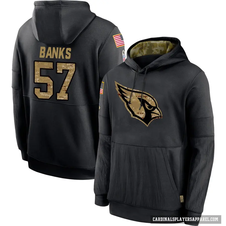 Men's ＃57 Keshawn Banks Arizona Cardinals Black 2020 Salute to Service Sideline Performance Pullover Hoodie