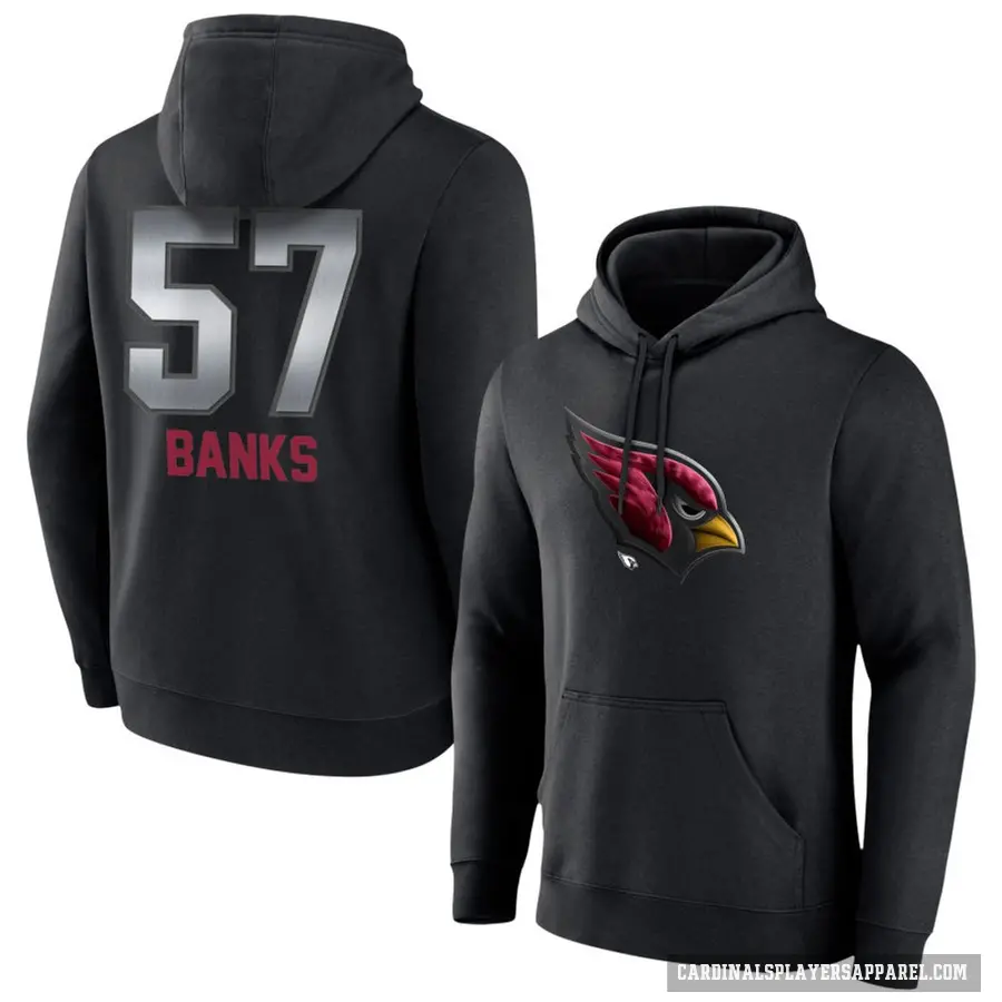 Men's ＃57 Keshawn Banks Arizona Cardinals Black Midnight Mascot Pullover Hoodie