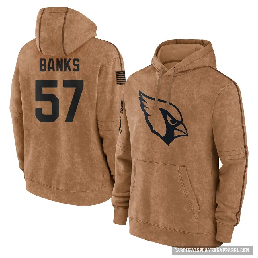 Men's ＃57 Keshawn Banks Arizona Cardinals Brown 2023 Salute To Service Club Pullover Hoodie