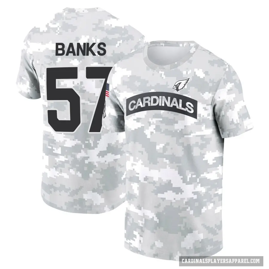 Men's ＃57 Keshawn Banks Arizona Cardinals Camo Arctic 2024 Salute to Service Performance T-Shirt