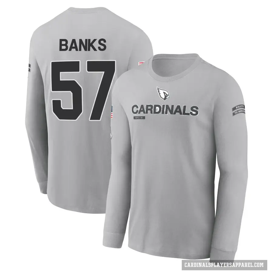 Men's ＃57 Keshawn Banks Arizona Cardinals Gray 2024 Salute to Service Long Sleeve T-Shirt