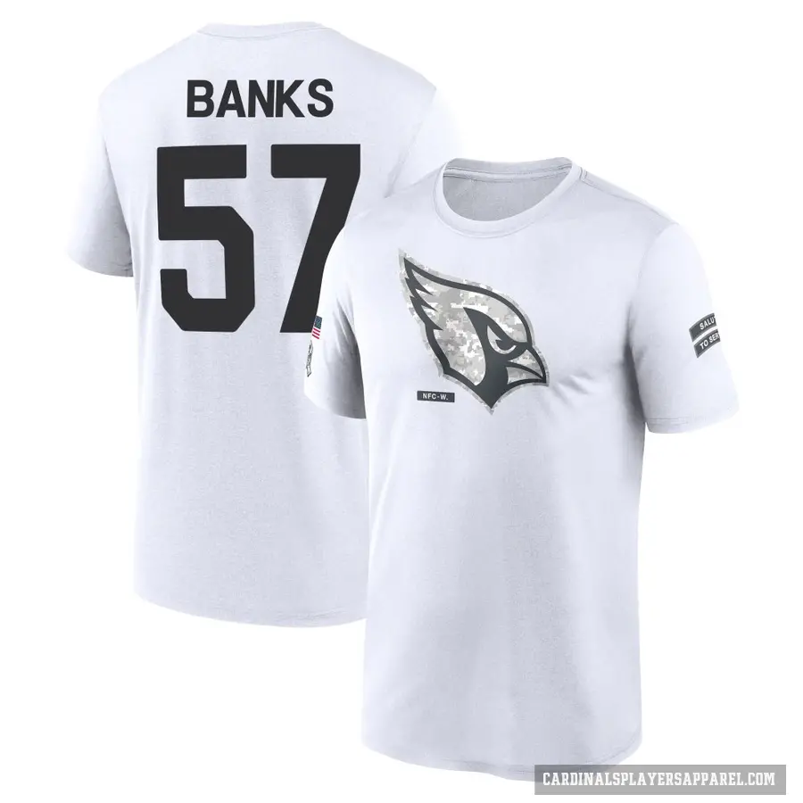 Men's ＃57 Keshawn Banks Arizona Cardinals White 2024 Salute to Service Performance T-Shirt