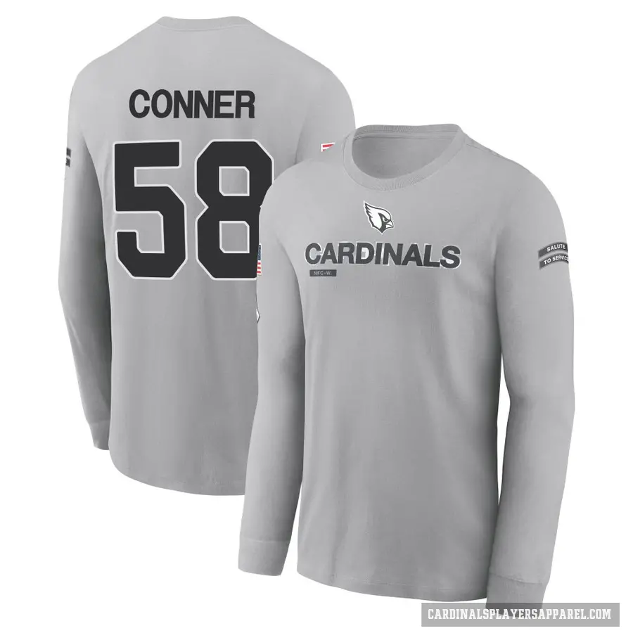 Men's ＃58 Hayden Conner Arizona Cardinals Gray 2024 Salute to Service Long Sleeve T-Shirt