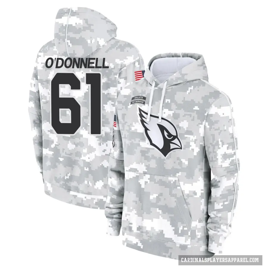 Men's ＃61 Carter O'Donnell Arizona Cardinals Arctic Camo 2024 Salute to Service Club Fleece Pullover Hoodie