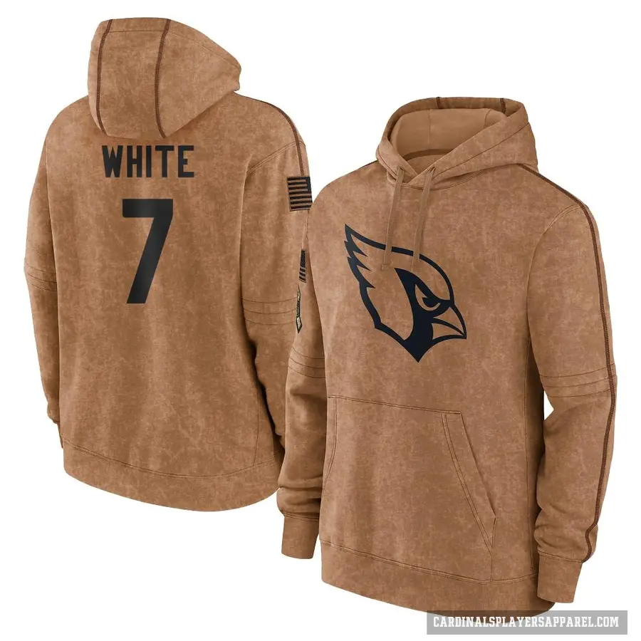 Men's ＃7 Kyzir White Arizona Cardinals Brown 2023 Salute To Service Club Pullover Hoodie
