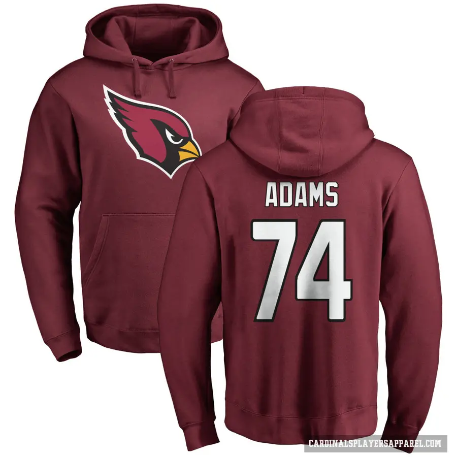 Men's ＃74 Isaiah Adams Arizona Cardinals Pro Line Maroon Name & Number Logo Pullover Hoodie