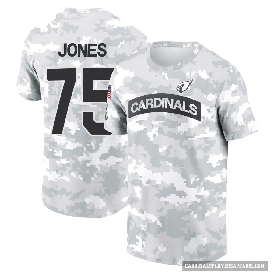 Men's ＃75 Christian Jones Arizona Cardinals Camo Arctic 2024 Salute to Service Performance T-Shirt