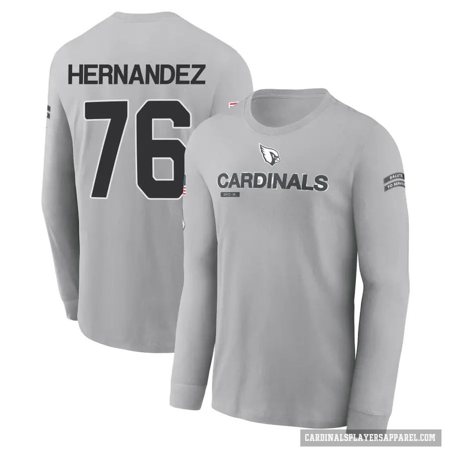 Men's ＃76 Will Hernandez Arizona Cardinals Gray 2024 Salute to Service Long Sleeve T-Shirt
