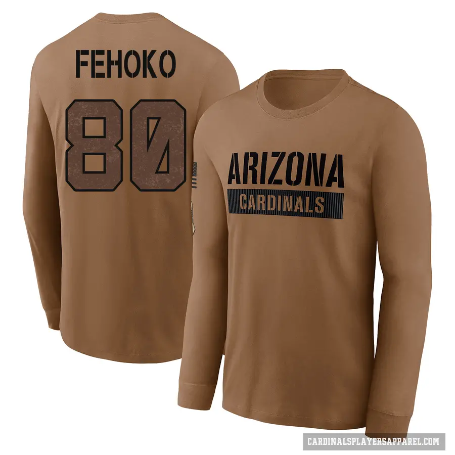 Men's ＃80 Simi Fehoko Arizona Cardinals Brown 2023 Salute To Service Long Sleeve T-Shirt