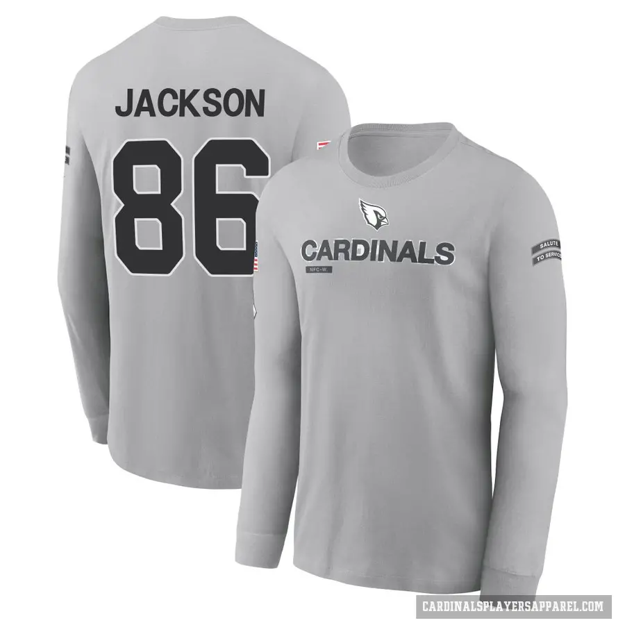 Men's ＃86 Trishton Jackson Arizona Cardinals Gray 2024 Salute to Service Long Sleeve T-Shirt