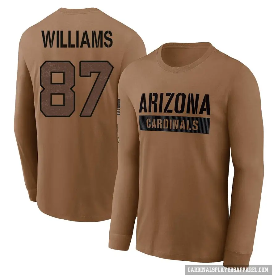 Men's ＃87 Maxx Williams Arizona Cardinals Brown 2023 Salute To Service Long Sleeve T-Shirt