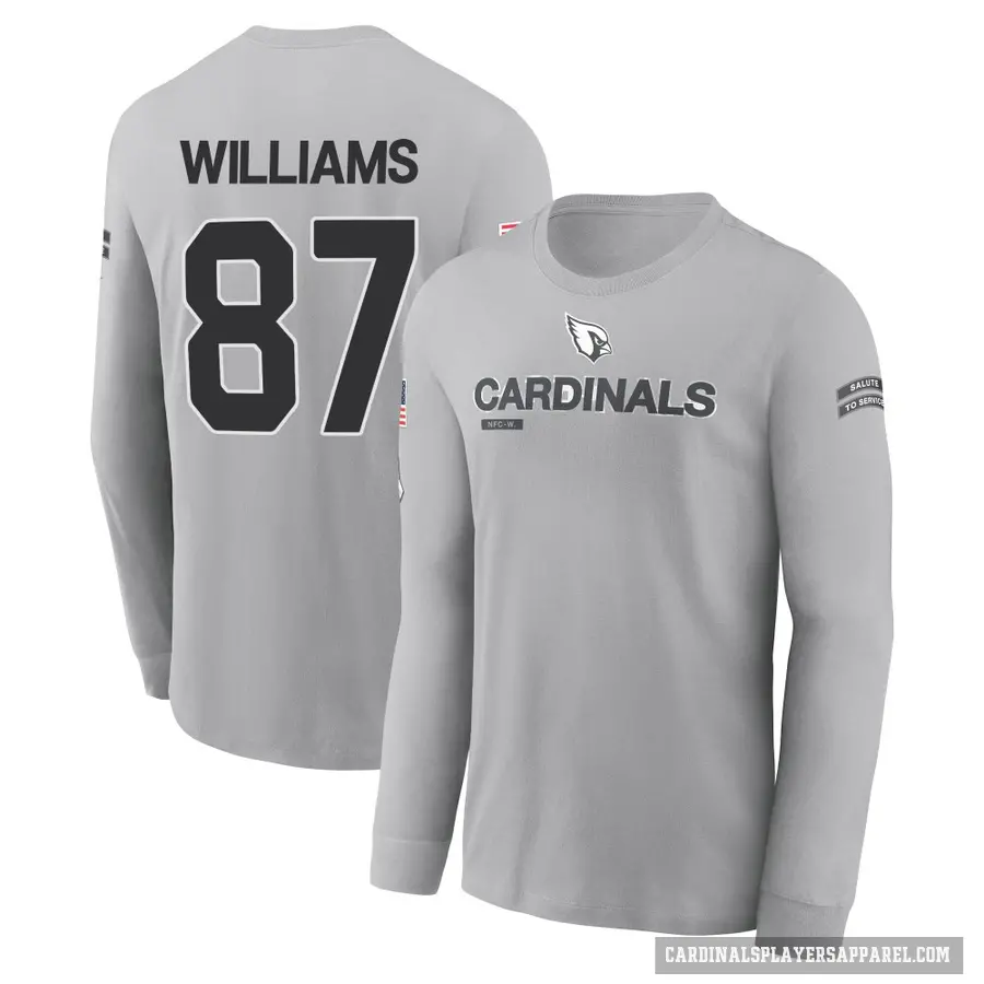 Men's ＃87 Maxx Williams Arizona Cardinals Gray 2024 Salute to Service Long Sleeve T-Shirt
