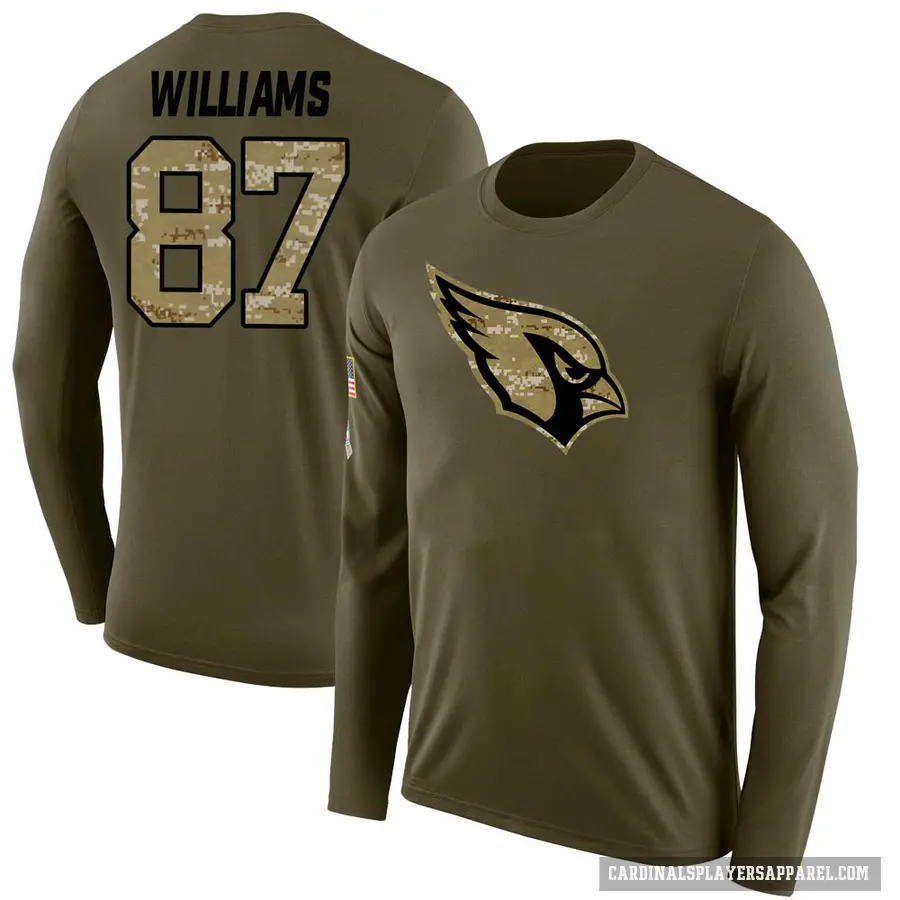 Men's ＃87 Maxx Williams Arizona Cardinals Olive Salute to Service Sideline Long Sleeve T-Shirt
