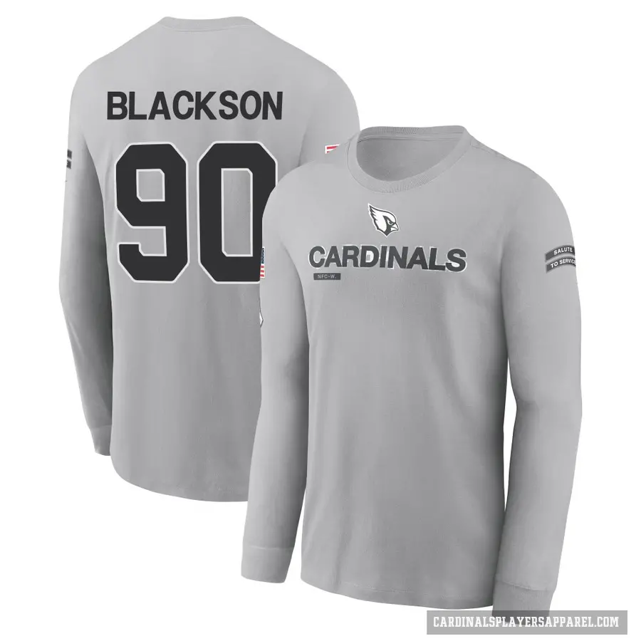 Men's ＃90 Angelo Blackson Arizona Cardinals Black Gray 2024 Salute to Service Long Sleeve T-Shirt