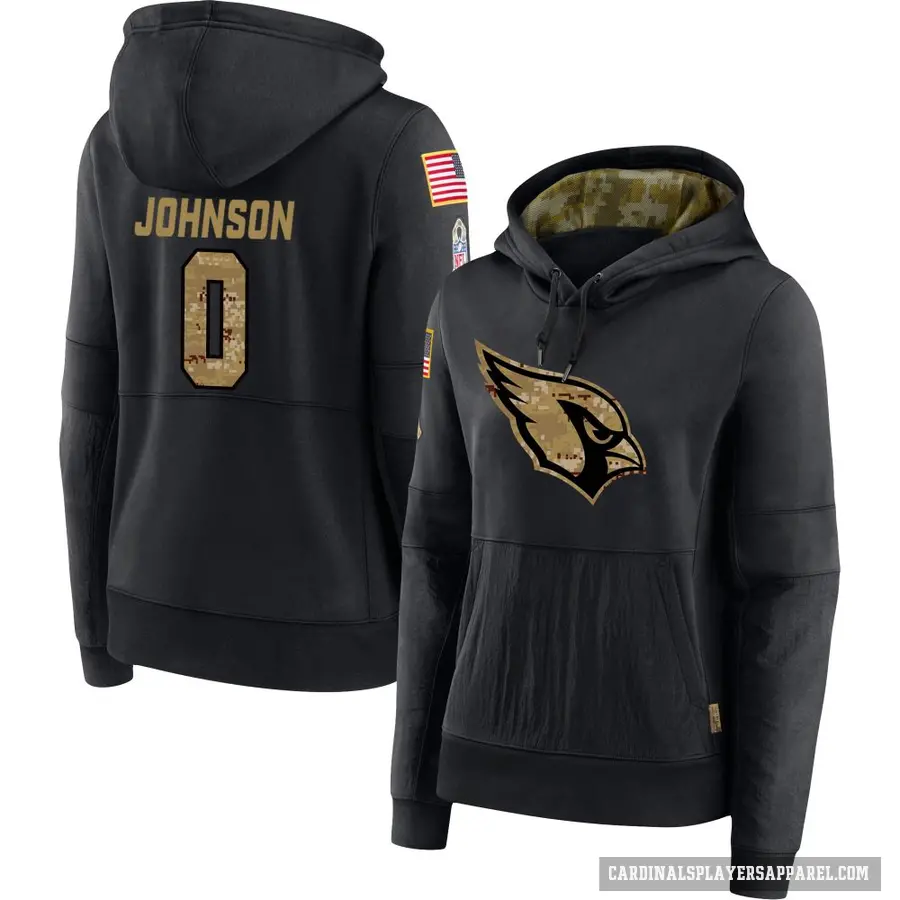 Women's ＃0 Will Johnson Arizona Cardinals Black 2020 Salute to Service Sideline Performance Pullover Hoodie