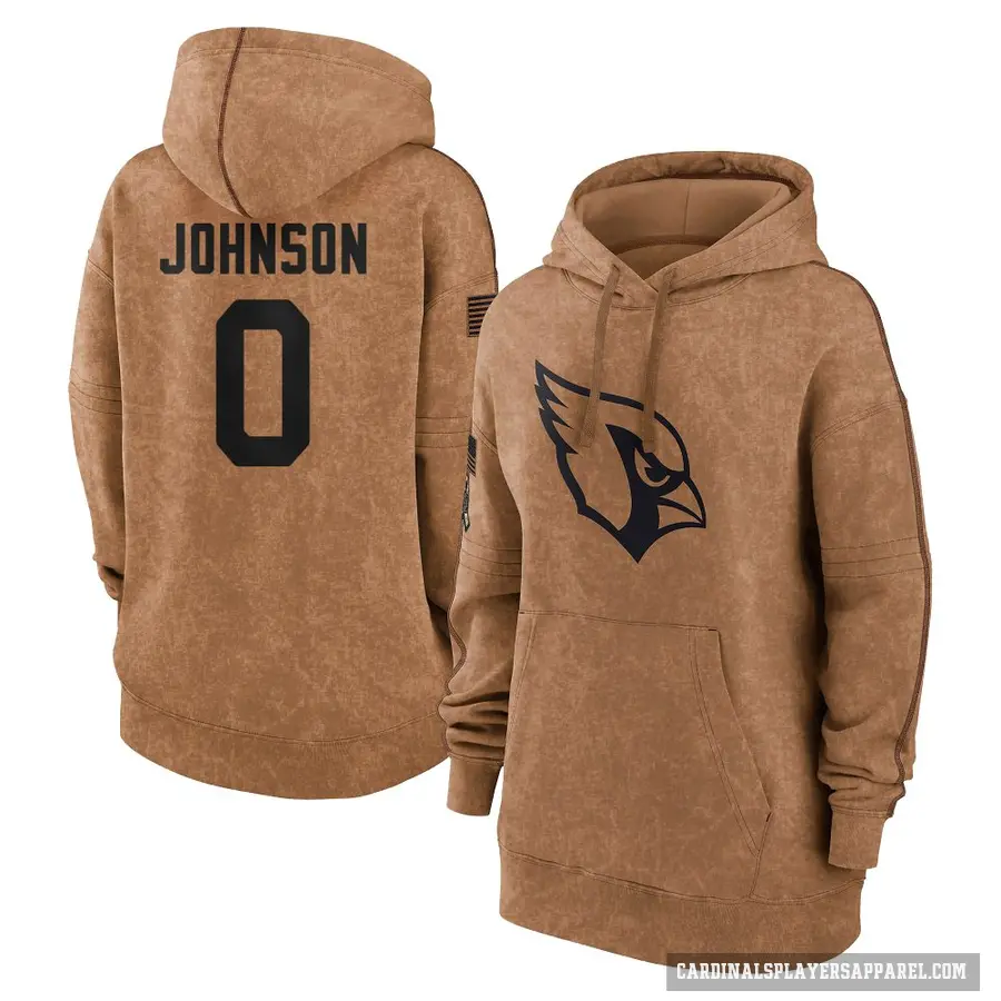 Women's ＃0 Will Johnson Arizona Cardinals Brown 2023 Salute To Service Pullover Hoodie