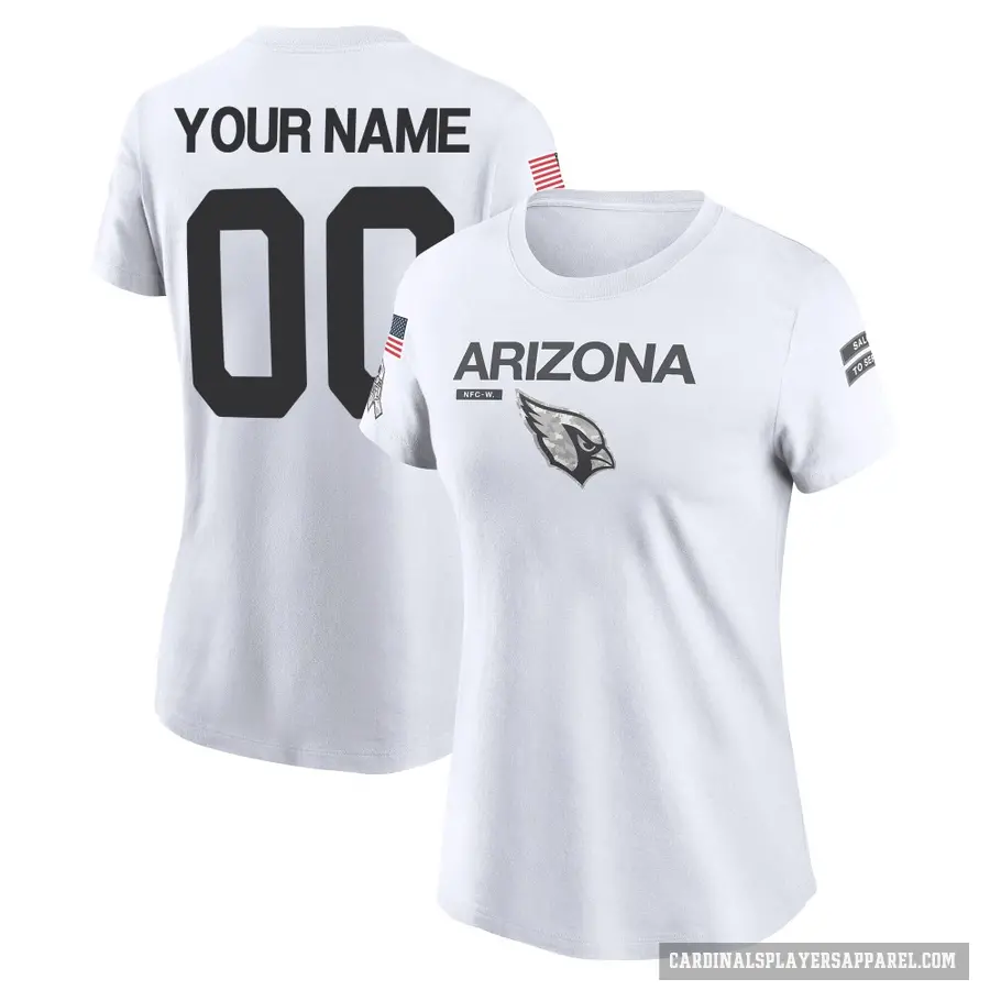 Women's ＃00 Custom Arizona Cardinals White 2024 Salute to Service Performance T-Shirt