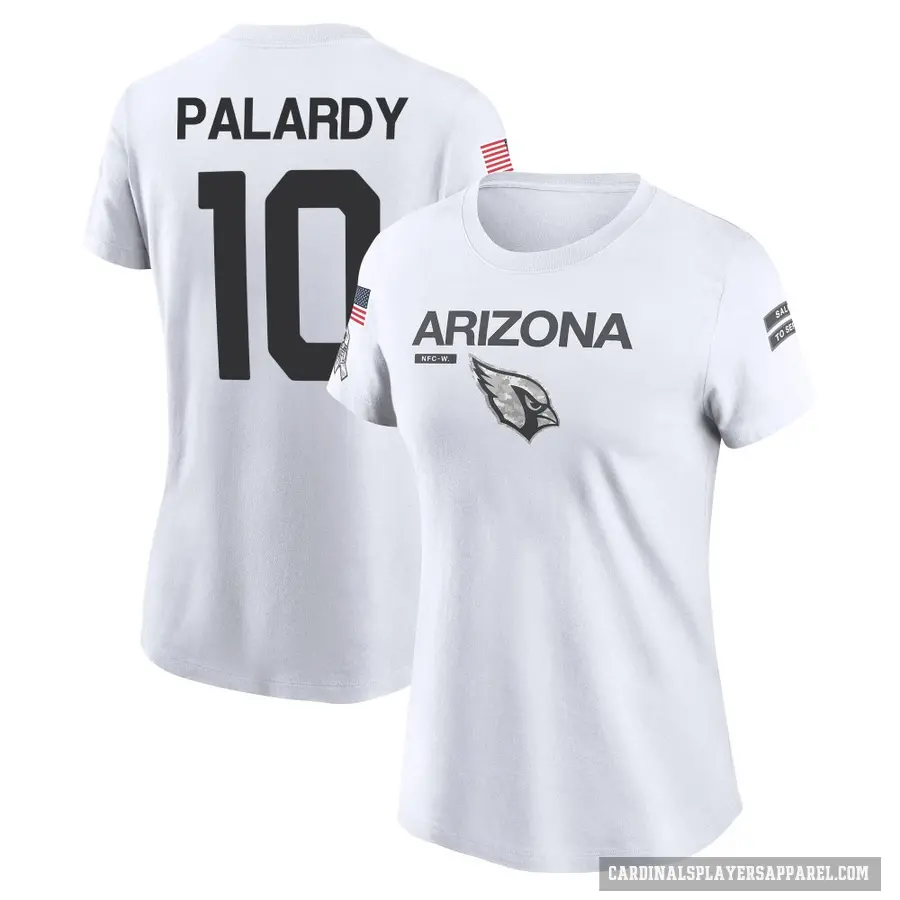 Women's ＃10 Michael Palardy Arizona Cardinals White 2024 Salute to Service Performance T-Shirt