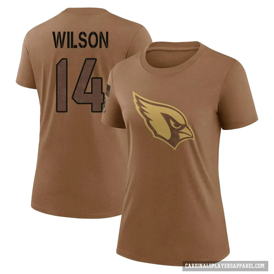 Women's ＃14 Michael Wilson Arizona Cardinals Brown 2023 Salute To Service Performance T-Shirt