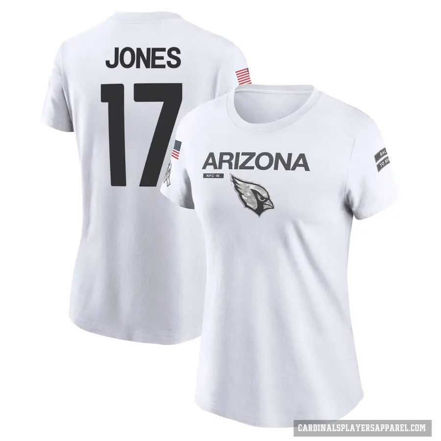 Women's ＃17 Zay Jones Arizona Cardinals White 2024 Salute to Service Performance T-Shirt