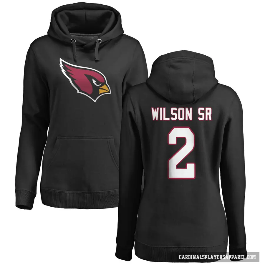 Women's ＃2 Mack Wilson Sr. Arizona Cardinals Black Pro Line Name & Number Logo Pullover Hoodie