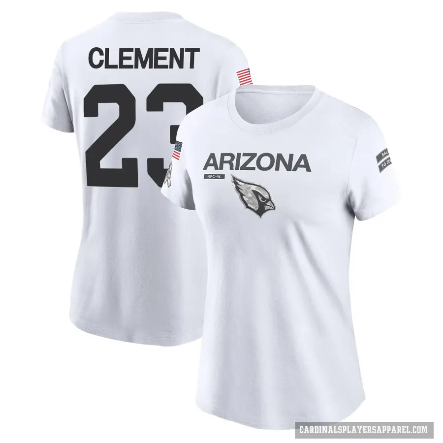 Women's ＃23 Corey Clement Arizona Cardinals White 2024 Salute to Service Performance T-Shirt