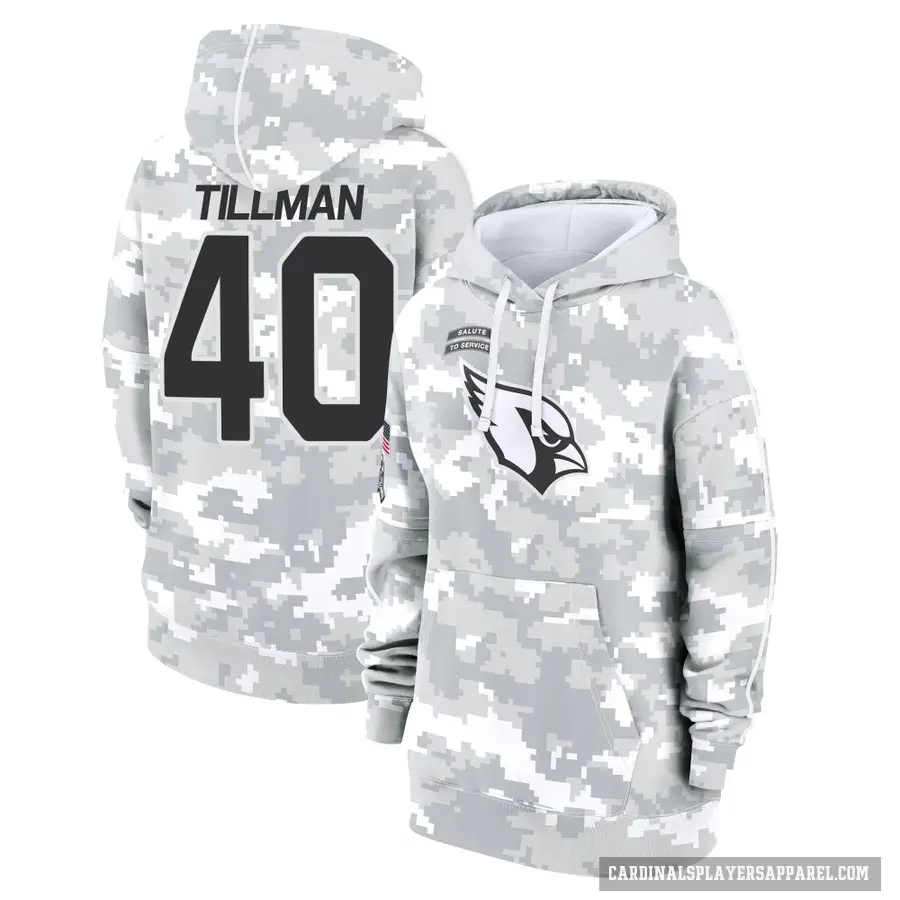 Women's ＃40 Pat Tillman Arizona Cardinals Arctic Camo 2024 Salute to Service Club Fleece Pullover Hoodie