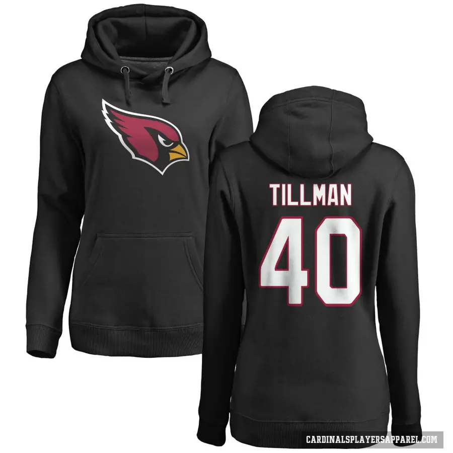 Women's ＃40 Pat Tillman Arizona Cardinals Black Pro Line Name & Number Logo Pullover Hoodie