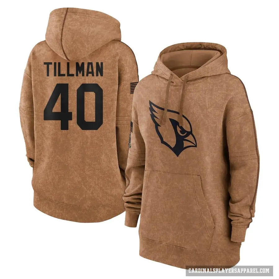 Women's ＃40 Pat Tillman Arizona Cardinals Brown 2023 Salute To Service Pullover Hoodie