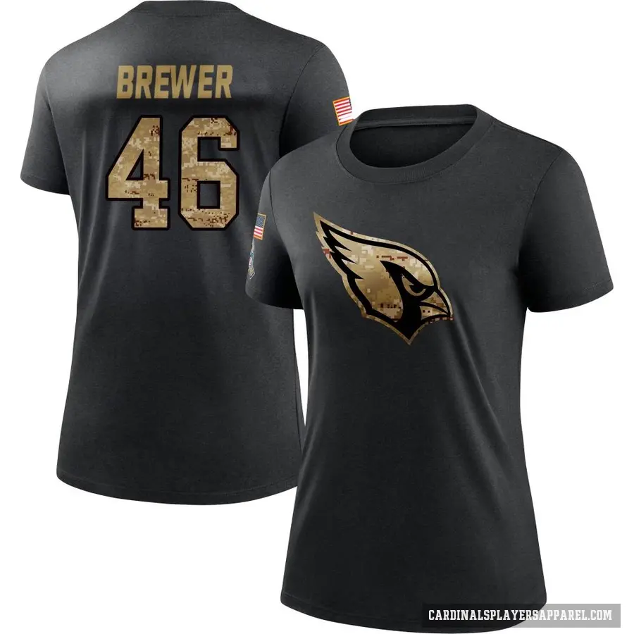 Women's ＃46 Aaron Brewer Arizona Cardinals Black 2020 Salute To Service Performance T-Shirt