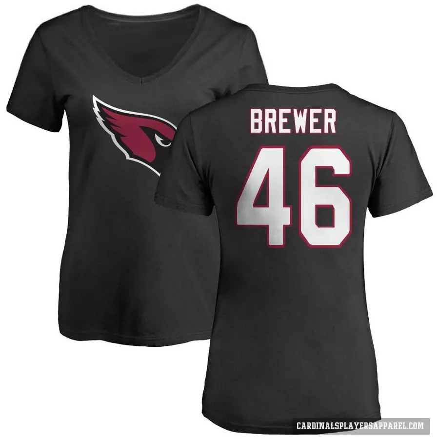 Women's ＃46 Aaron Brewer Arizona Cardinals Black Logo Slim Fit T-Shirt