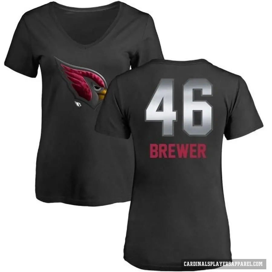 Women's ＃46 Aaron Brewer Arizona Cardinals Black Midnight Mascot T-Shirt